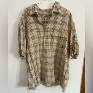 Woolrich Men's Beige and Brown Checkered Shirt